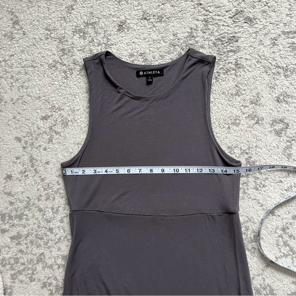 Athleta La Palma Dress Grey Mauve Sleeveless Cross Front Skirt Mini Womens Small - Picture 6 of 10
